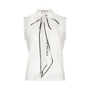 Givenchy Pussybow Logo Print Sleeveless Blouse New With Tags Retails $1,165 NWT